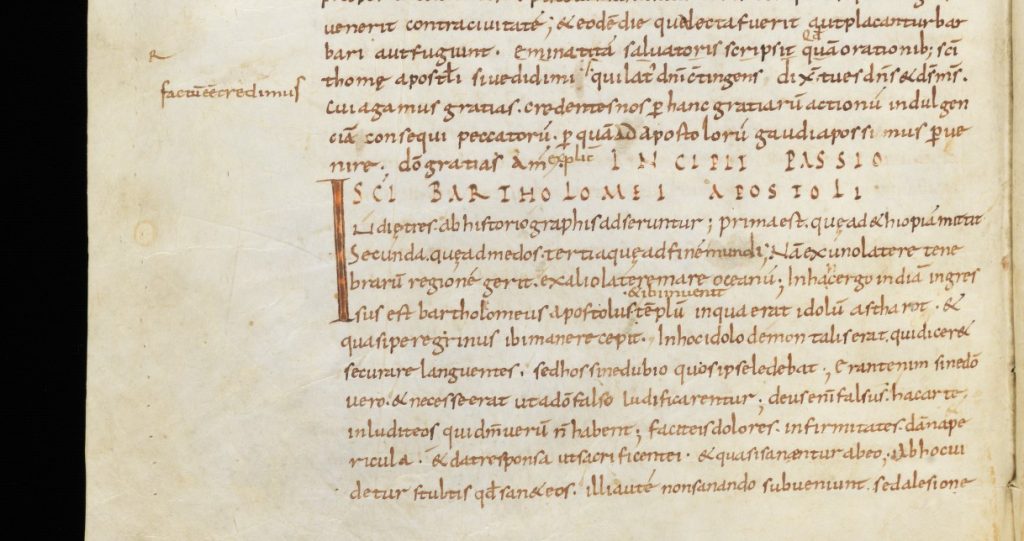 St. Gallen, Stiftsbibliothek, Cod. Sang. 561, p. 52 – Viten der Apostel und altrömischer Heiliger / St.gallische Predigten